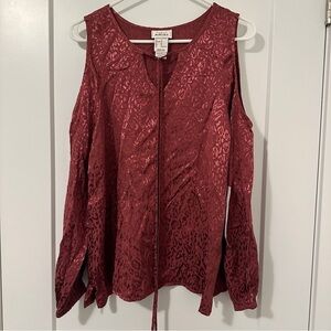 Ariat NWT Maroon Leopard Long Sleeve Blouse Size Medium Women’s